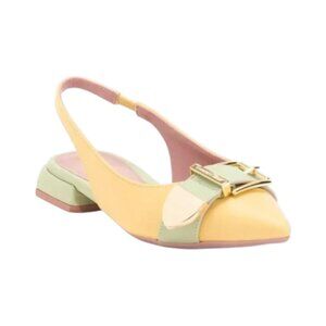 LORENZO MARI Made In Italy Leather Slingback Flat Shoes With Wrapped Heel